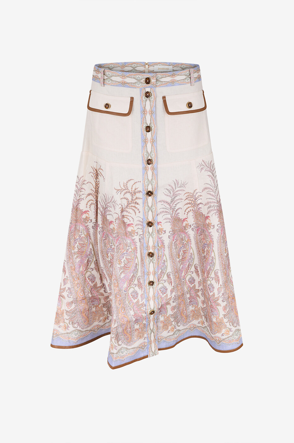ZIMMERMANN Langer Midirock mit Print aus Leinen Alchemy Damen CREMEFARBEN 1
