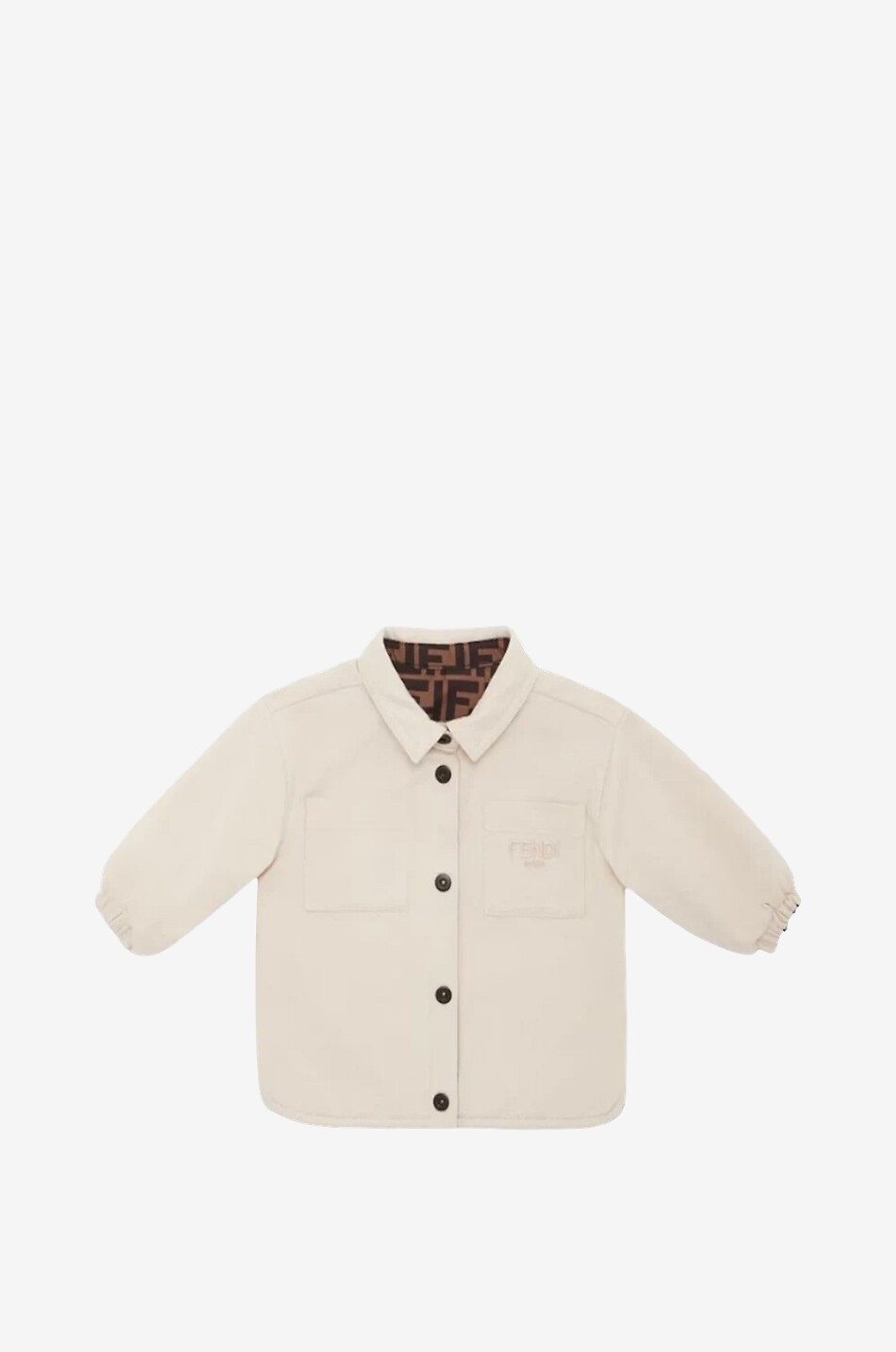 FENDI FF nylon and jersey baby reversible shirt jacket Baby Light beige 2
