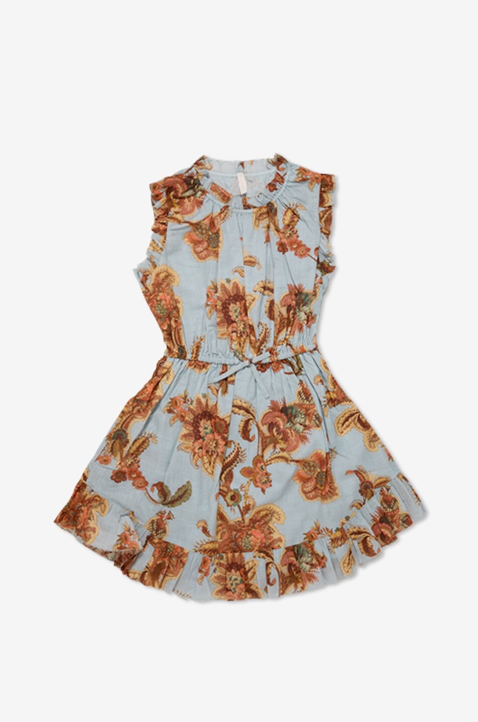 ZIMMERMANN Aster girl's sleeveless printed cotton short dress Girl BLUE 1