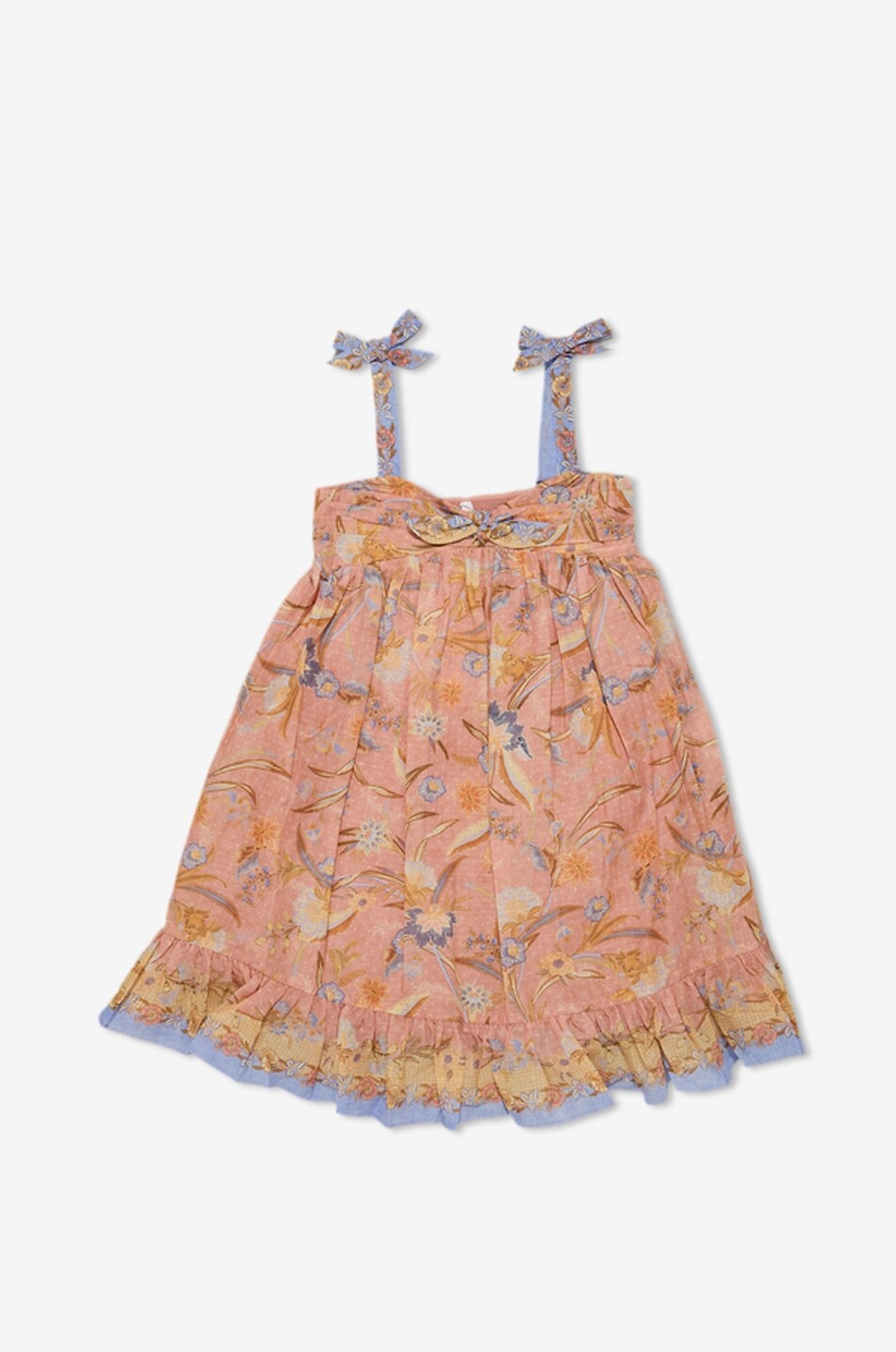 ZIMMERMANN Indra girl's printed cotton adjustable-strap short dress Girl PINK 1
