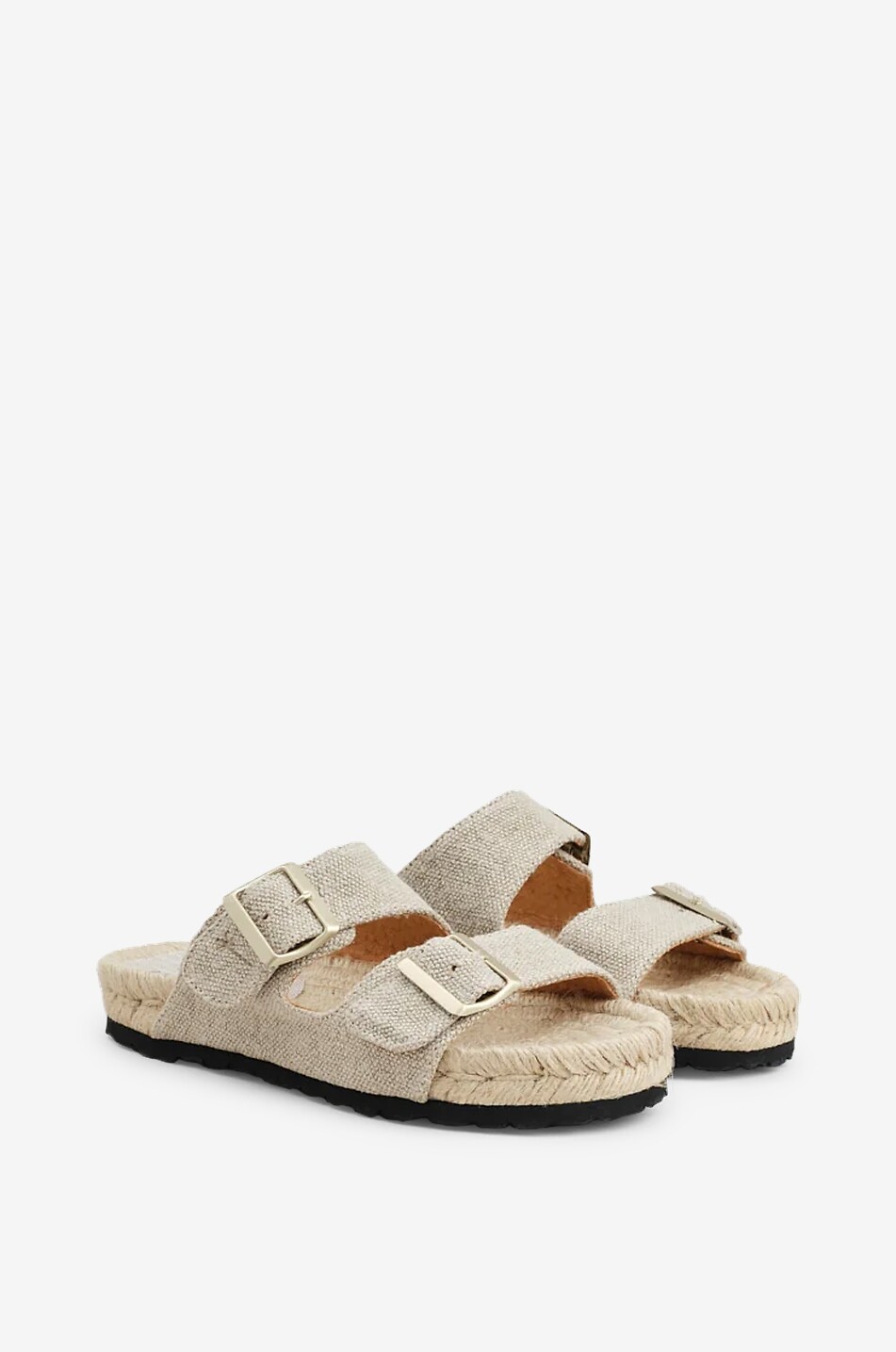 MANEBI Nordic flat organic hemp sandals with double buckle Women BEIGE 2