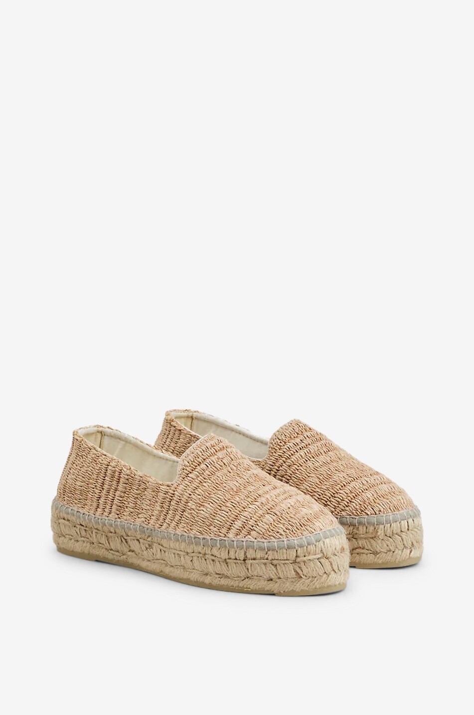 MANEBI Raffia Stripes Double Sole woven platform espadrilles Women BEIGE 2