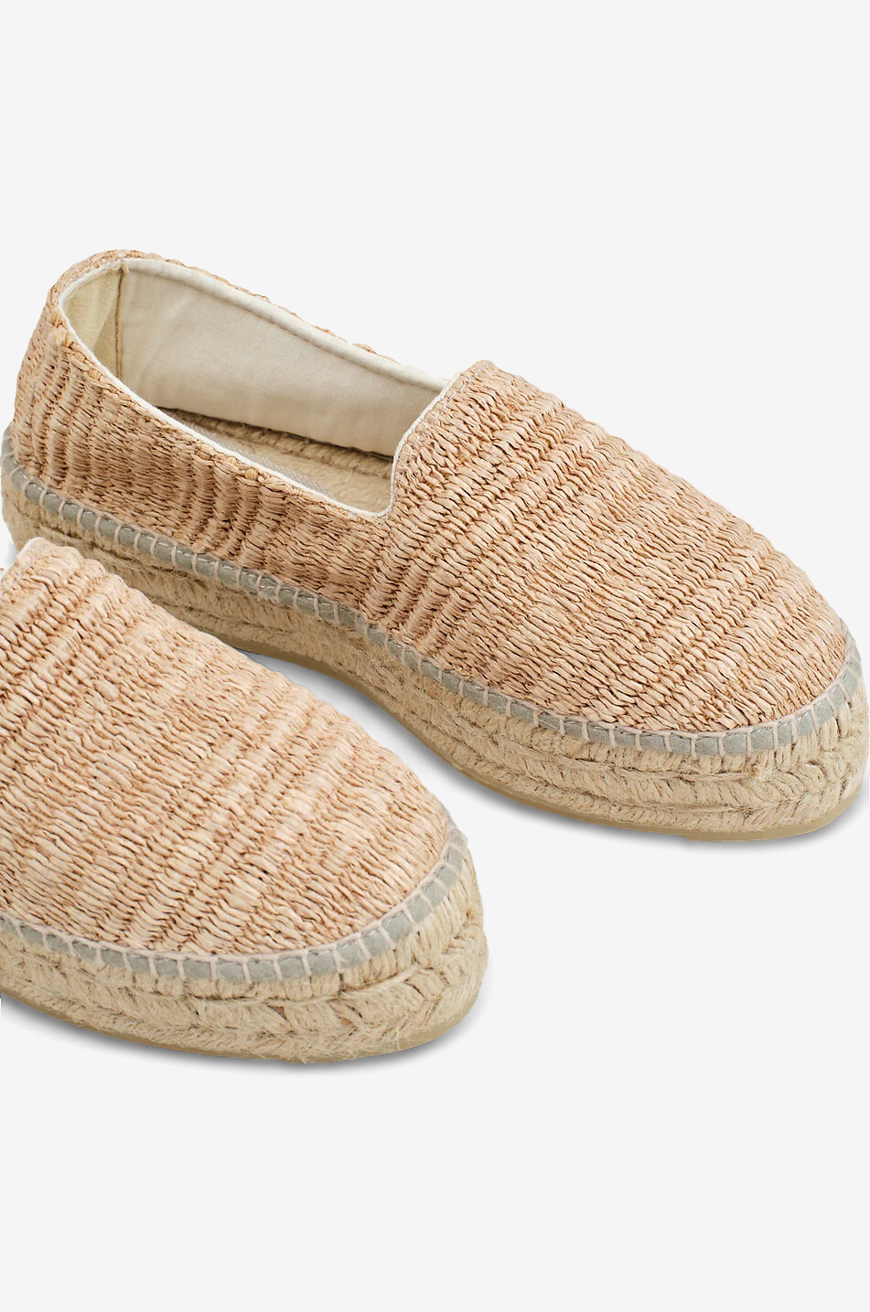 MANEBI Raffia Stripes Double Sole woven platform espadrilles Women BEIGE 6