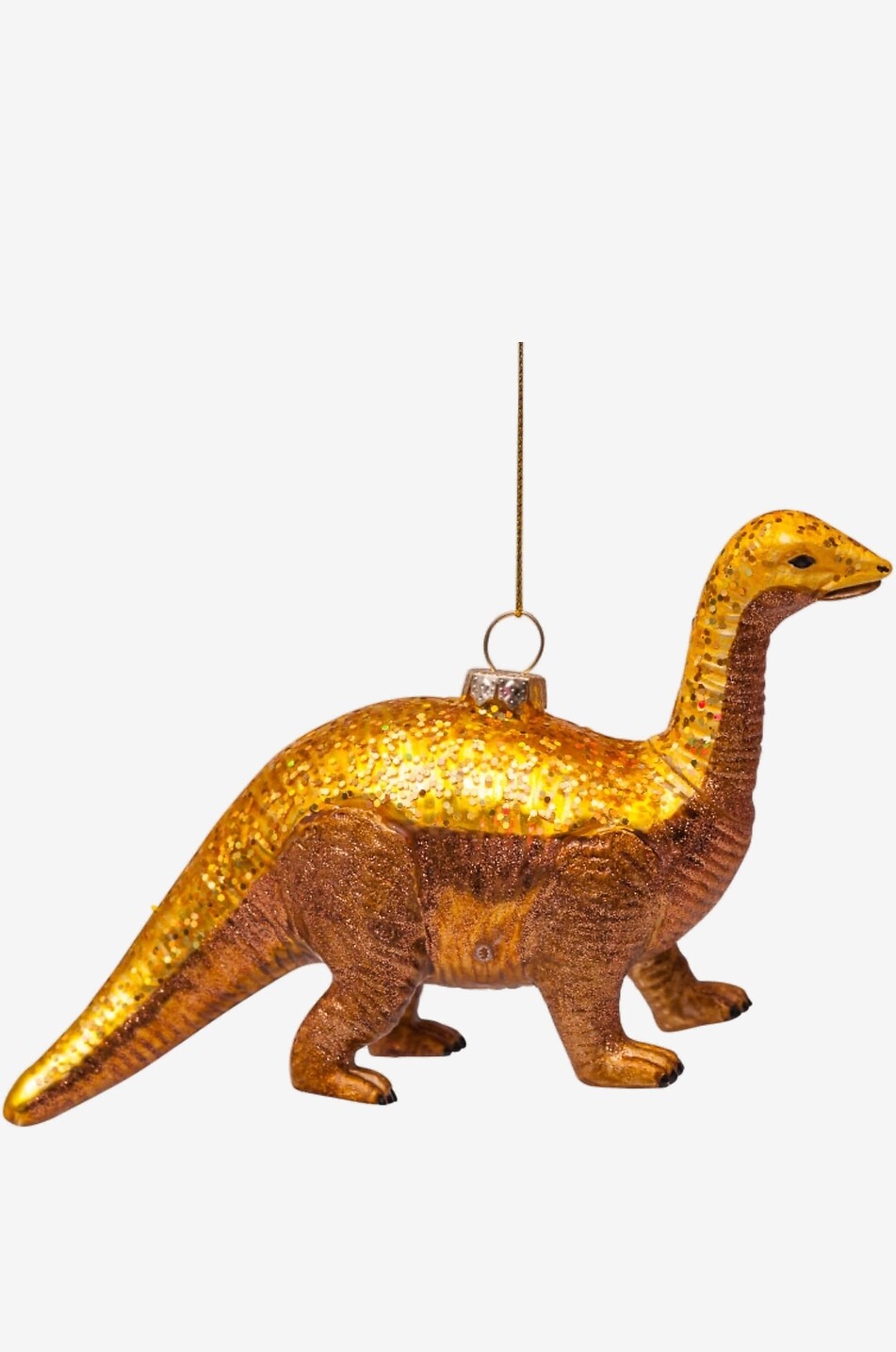 Boule de Noël en verre dinosaure à paillettes Dino