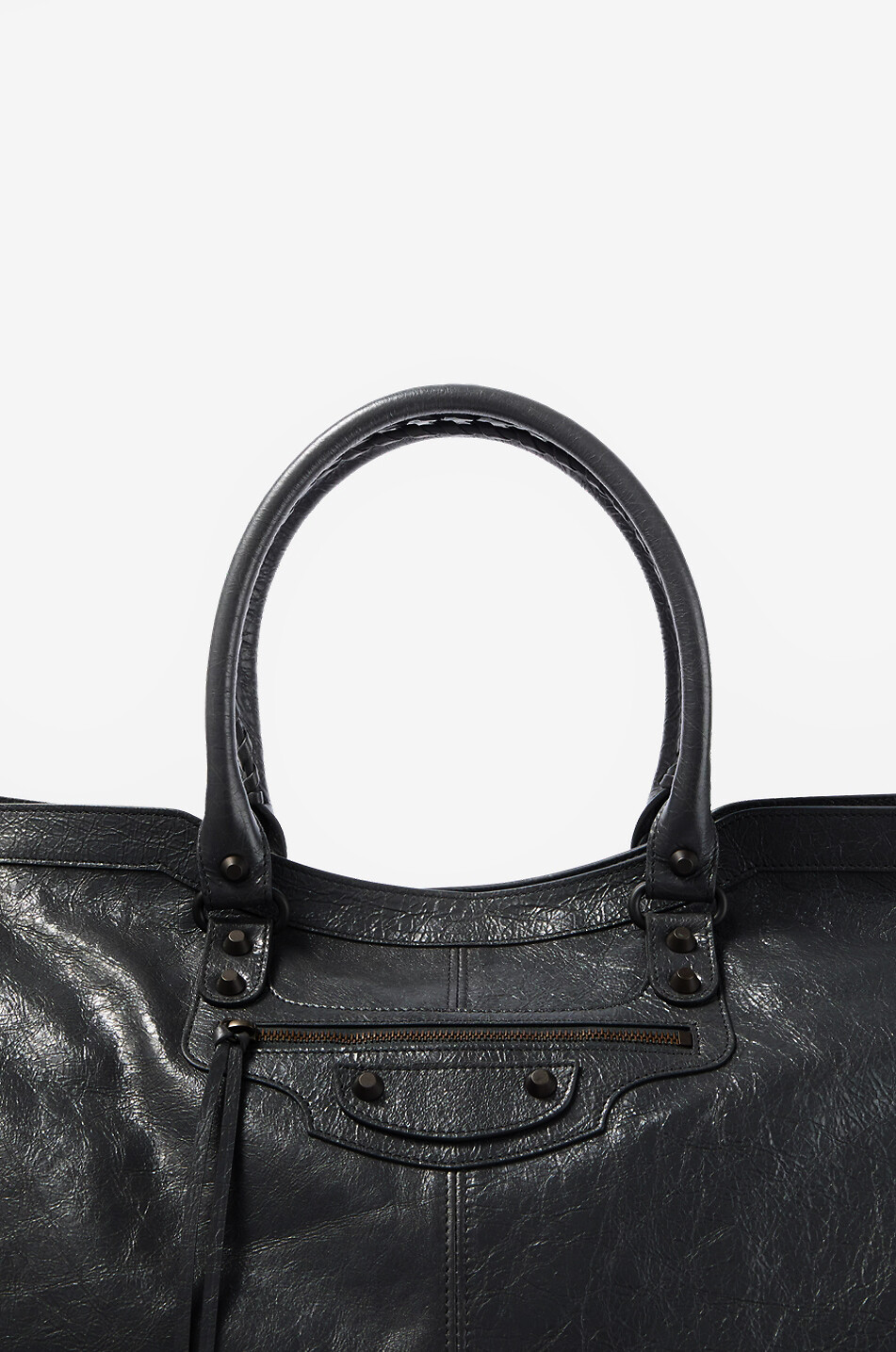 BALENCIAGA Sac de voyage en cuir d'agneau vieilli Le City Homme NOIR 3