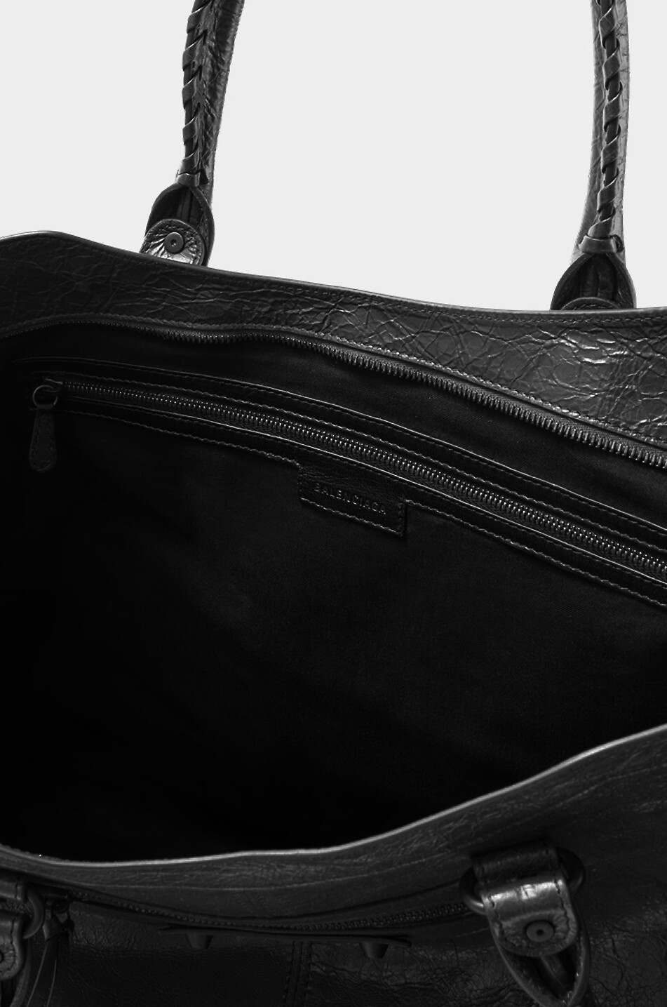 BALENCIAGA Sac de voyage en cuir d'agneau vieilli Le City Homme NOIR 4