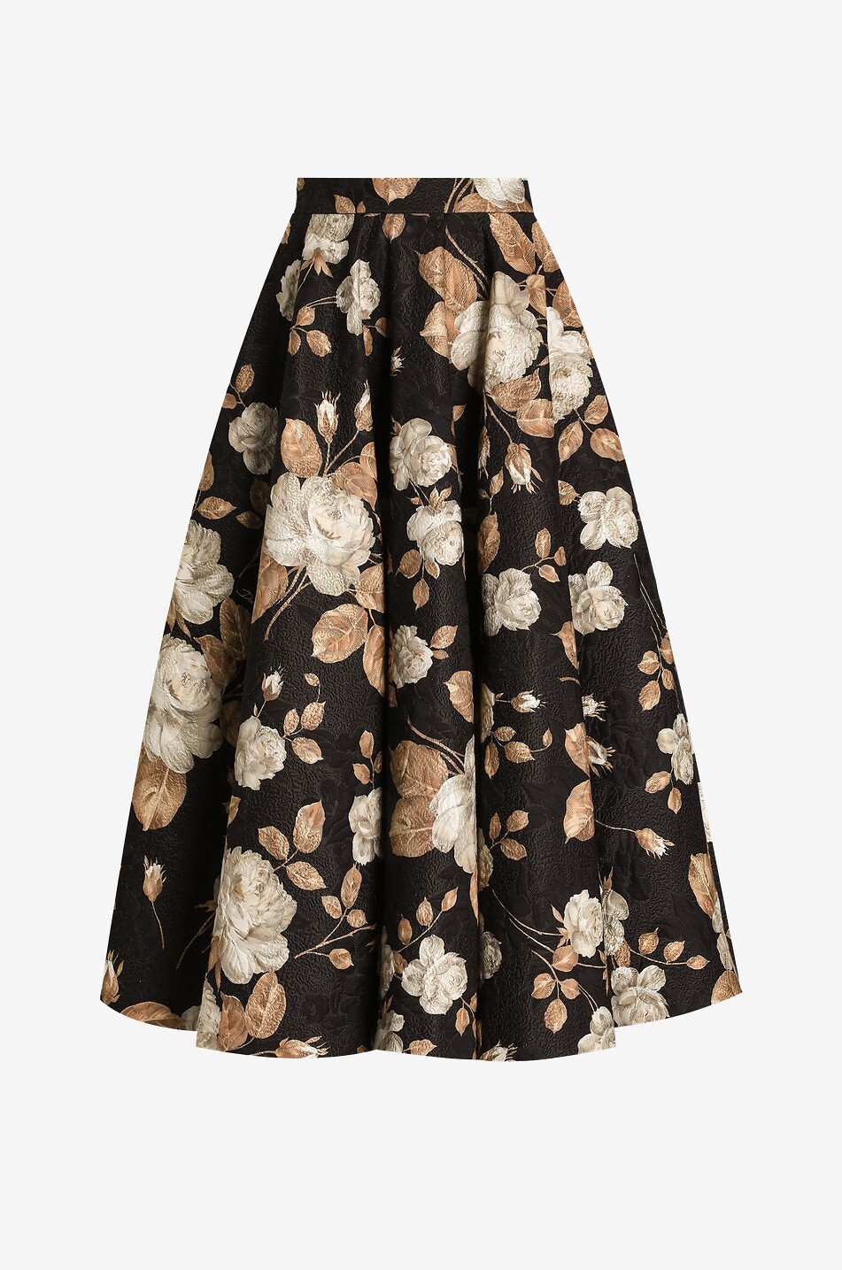 Rose-patterned brocade miniskirt