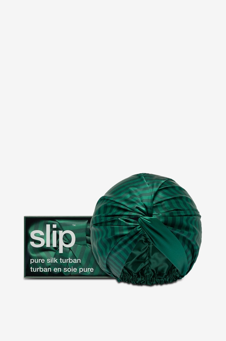 SLIP Gestreifter Turban aus Seide Club Classic Unisex Farblos 2