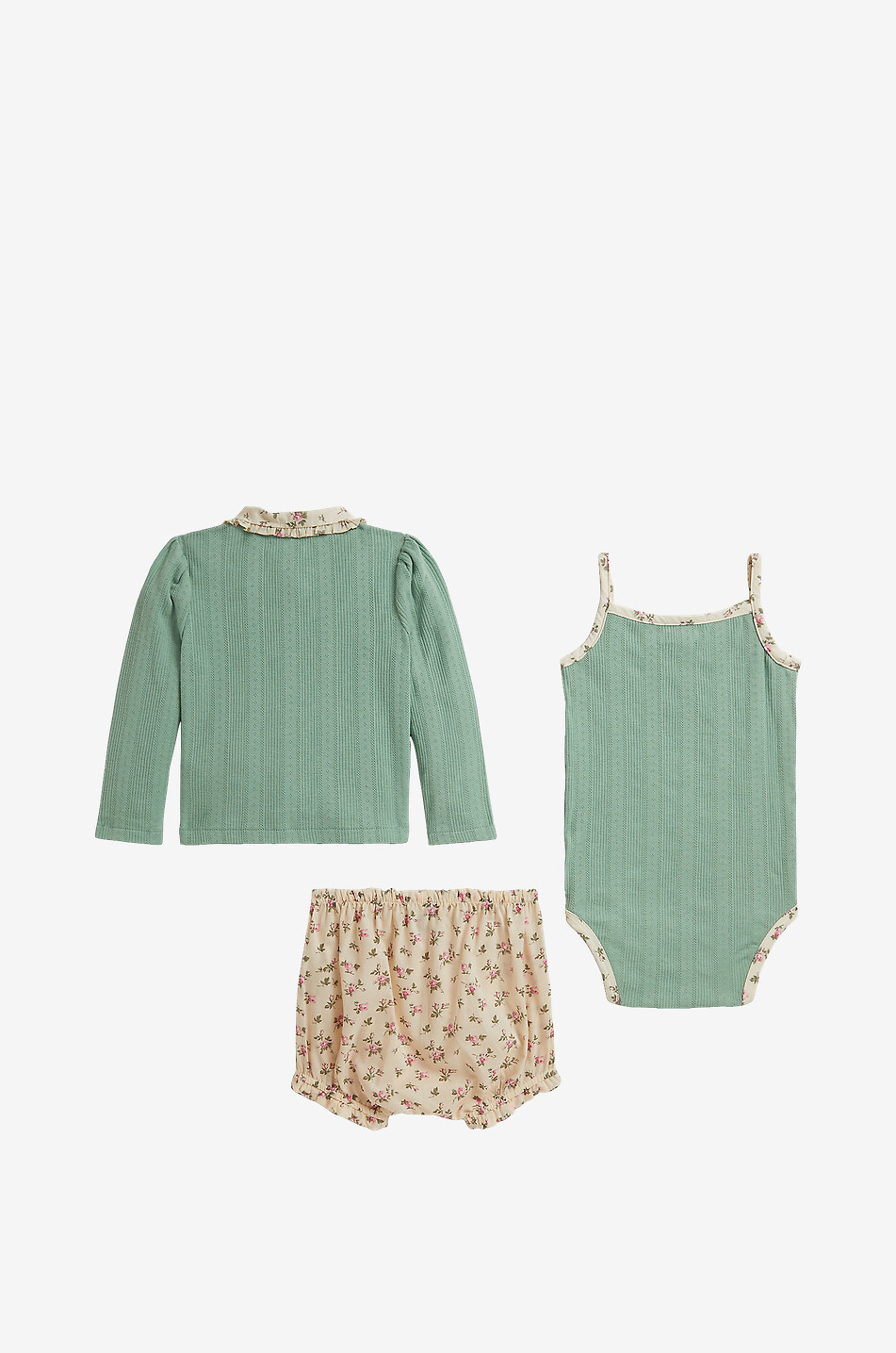 POLO RALPH LAUREN Ensemble cardigan body et bloomer bébé en coton Pony Bébé VERT CLAIR 2
