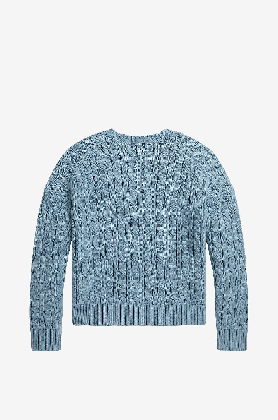 POLO RALPH LAUREN Pony cable-knit cotton V-neck jumper for girls Girl BLUE 2