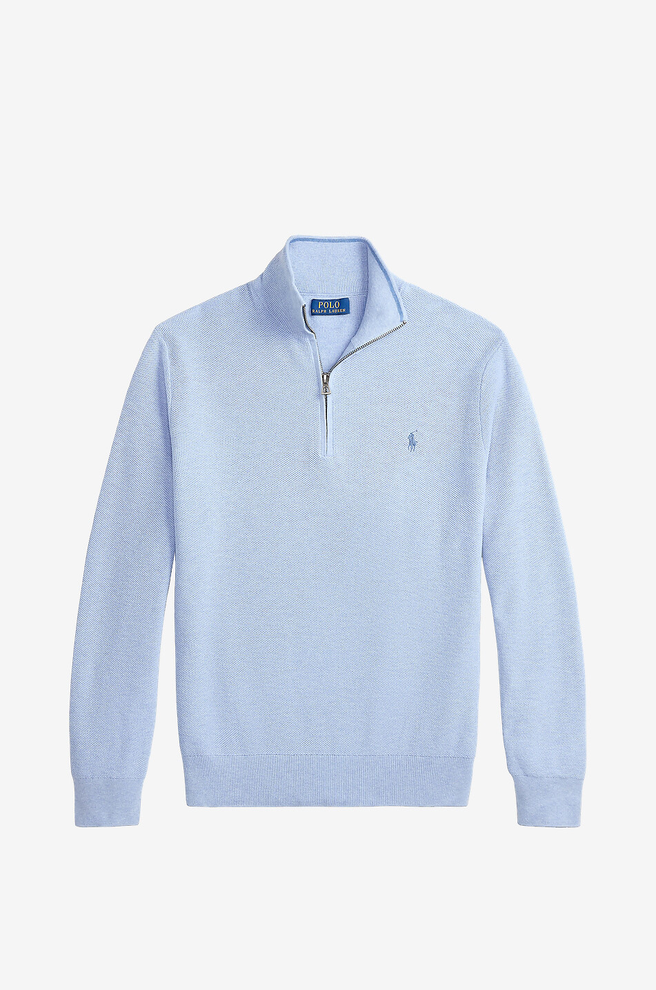 Pony half-zip cotton jumper with stand-up collar