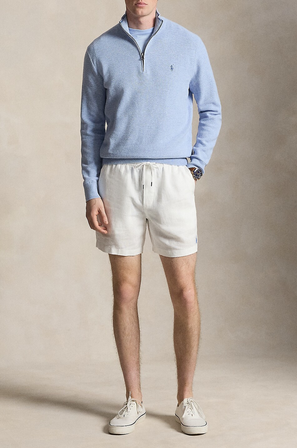 POLO RALPH LAUREN Pony half-zip cotton jumper with stand-up collar Men LIGHT BLUE 4