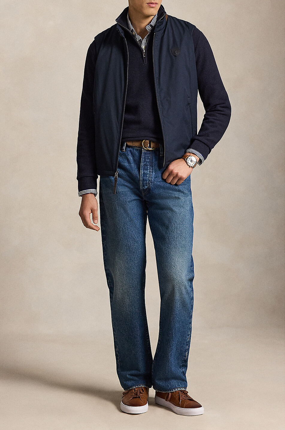 POLO RALPH LAUREN Pony half-zip cotton jumper with stand-up collar Men DARK BLUE 4