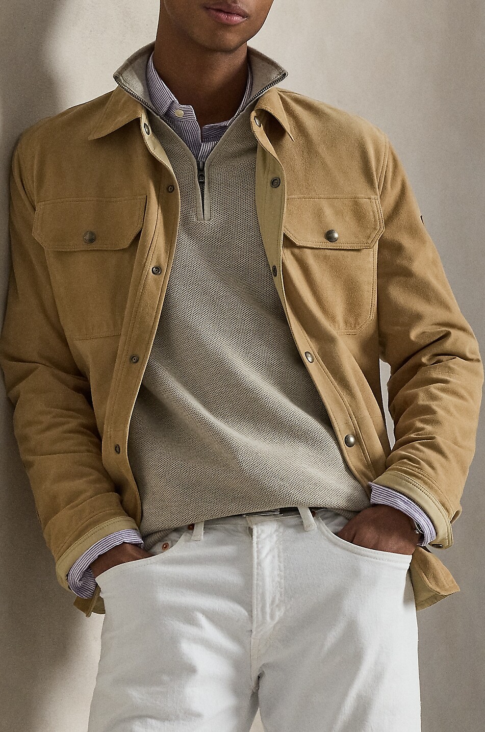 POLO RALPH LAUREN Pony half-zip cotton jumper with stand-up collar Men BROWN 3