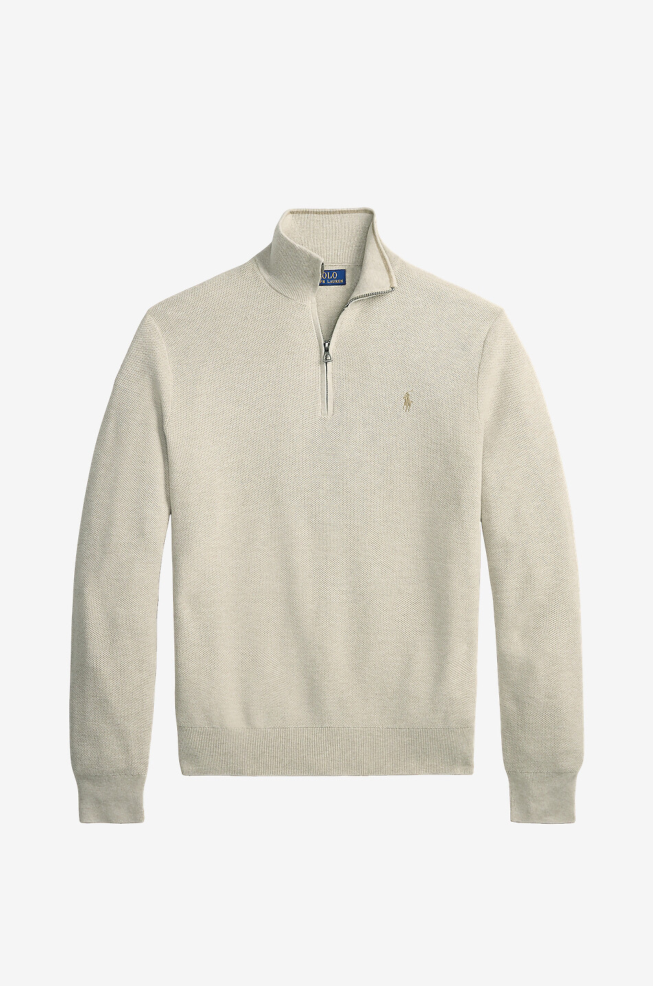 POLO RALPH LAUREN Pony half-zip cotton jumper with stand-up collar Men BROWN 1