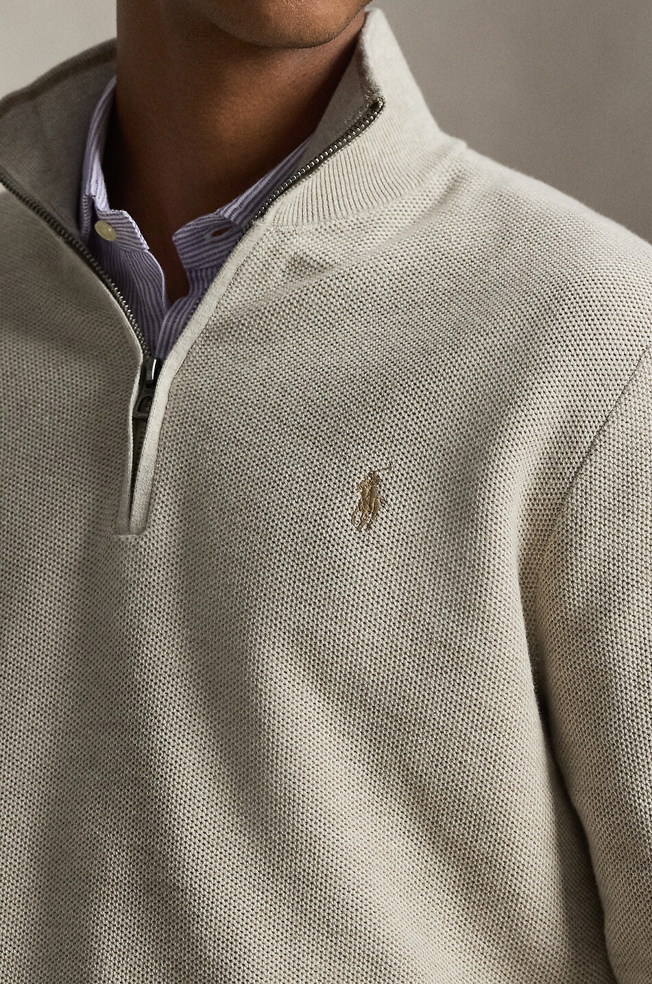 POLO RALPH LAUREN Pony half-zip cotton jumper with stand-up collar Men BROWN 5