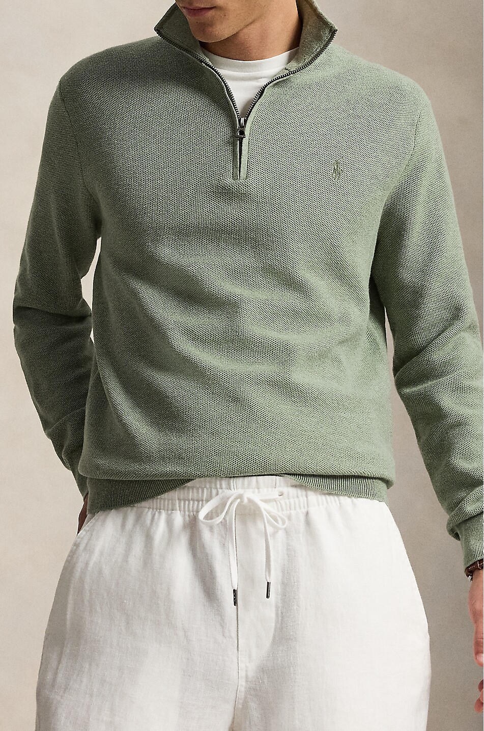 POLO RALPH LAUREN Pony half-zip cotton jumper with stand-up collar Men MEDIUM GREEN 2