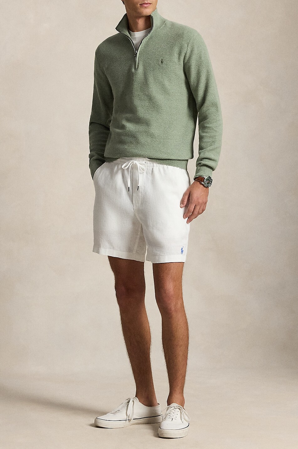 POLO RALPH LAUREN Pony half-zip cotton jumper with stand-up collar Men MEDIUM GREEN 4