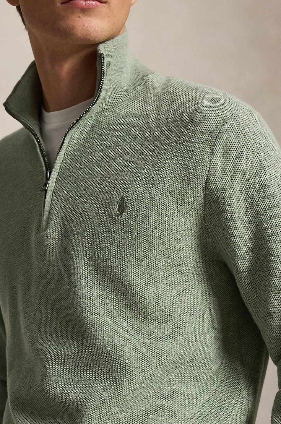 POLO RALPH LAUREN Pony half-zip cotton jumper with stand-up collar Men MEDIUM GREEN 5