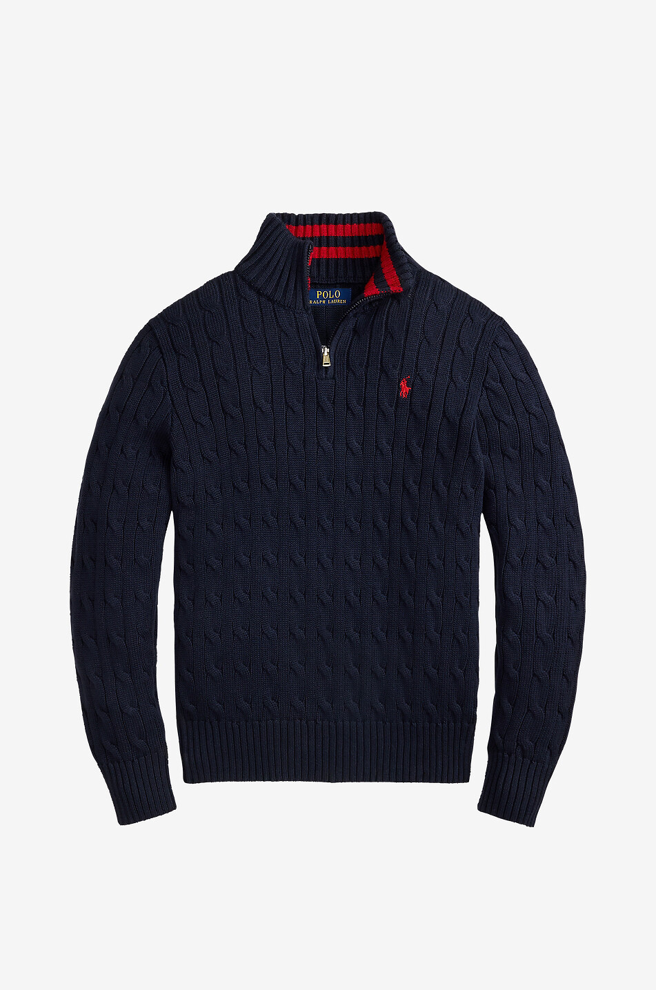 POLO RALPH LAUREN Pull torsadé en coton à col zippé garçon Pony Garçon BLEU MOYEN 1