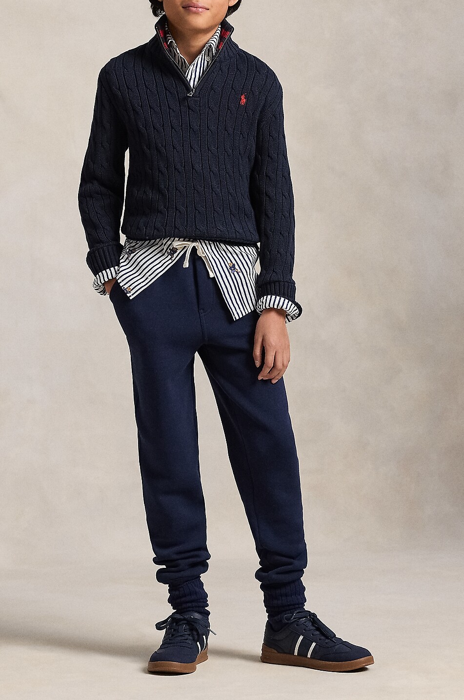 POLO RALPH LAUREN Pull torsadé en coton à col zippé garçon Pony Garçon BLEU MOYEN 4