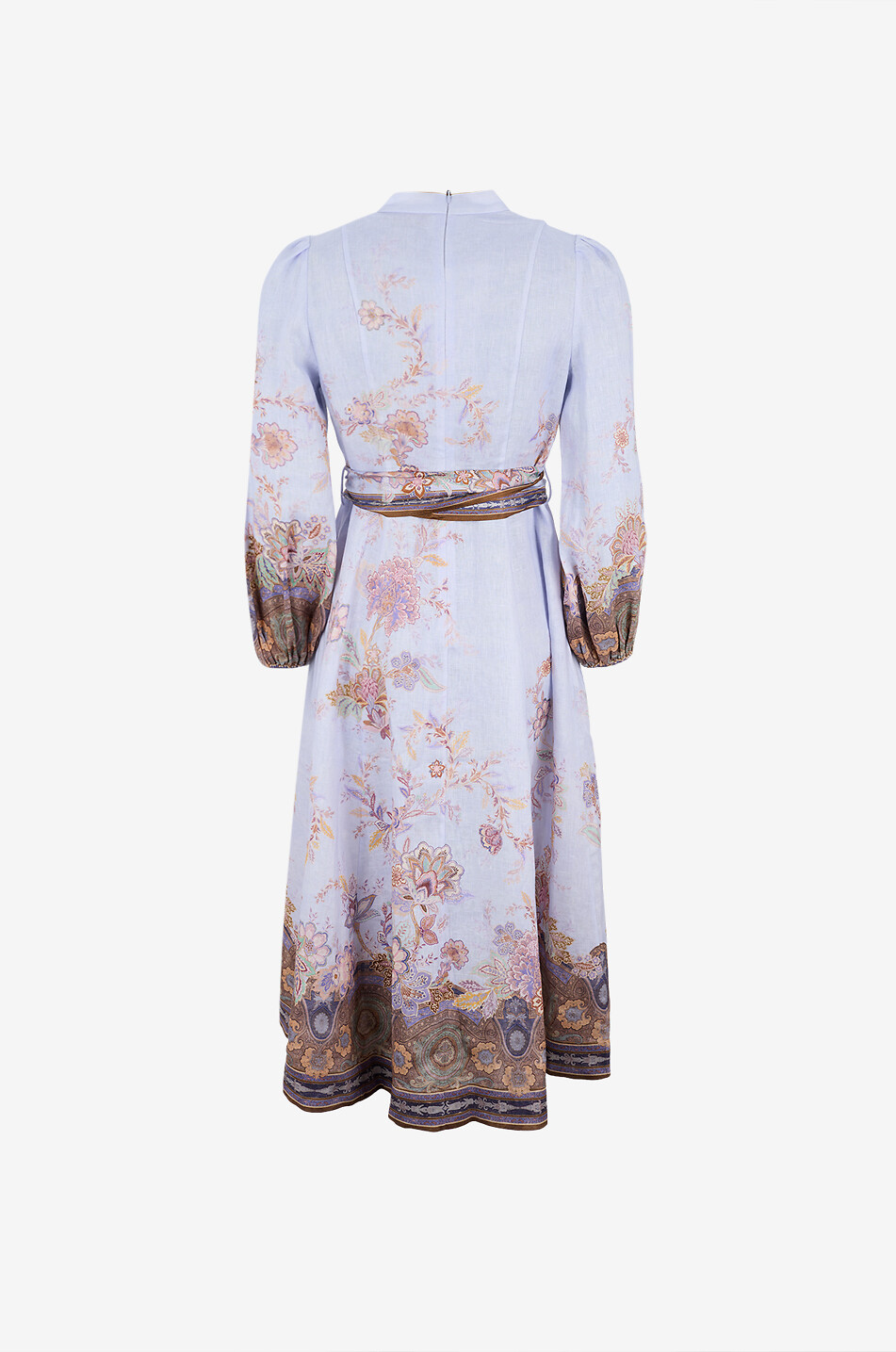 ZIMMERMANN Luna linen puff-sleeved midi dress Women LIGHT BLUE 2