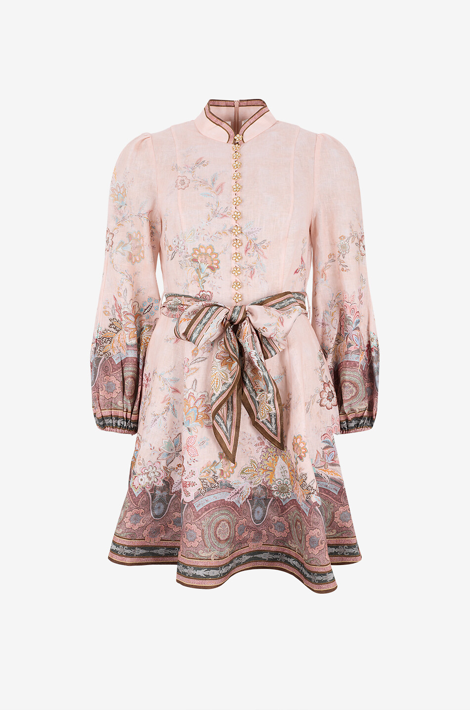 Alchemy linen puff-sleeved short dress - ZIMMERMANN - PINK - Bongnie