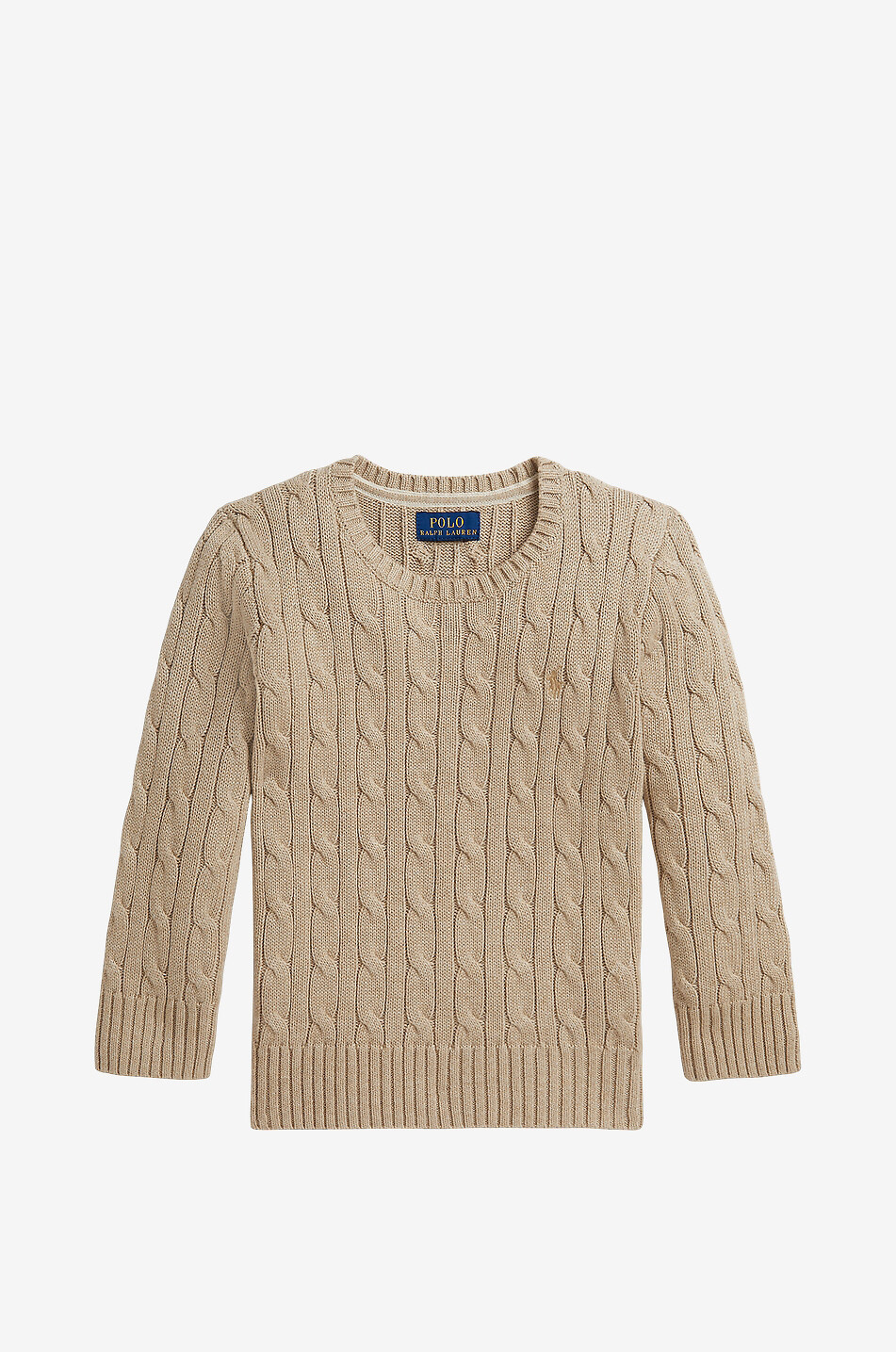 POLO RALPH LAUREN Pony cable-knit crewneck cotton boy's jumper Boy LIGHT BROWN 1