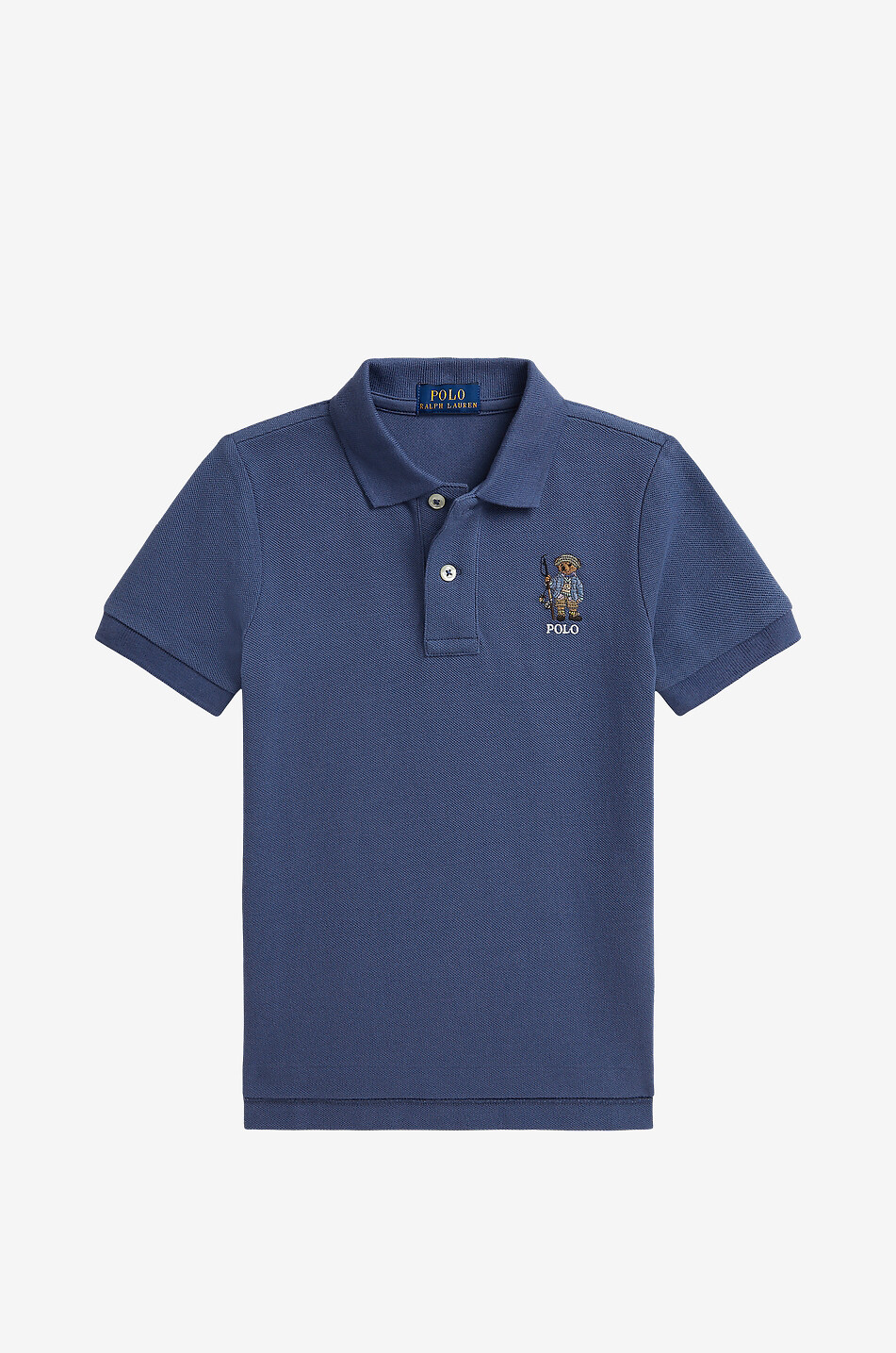 POLO RALPH LAUREN Polo Bear Fisherman embroidered cotton short-sleeved boys' polo shirt Boy MEDIUM BLUE 1