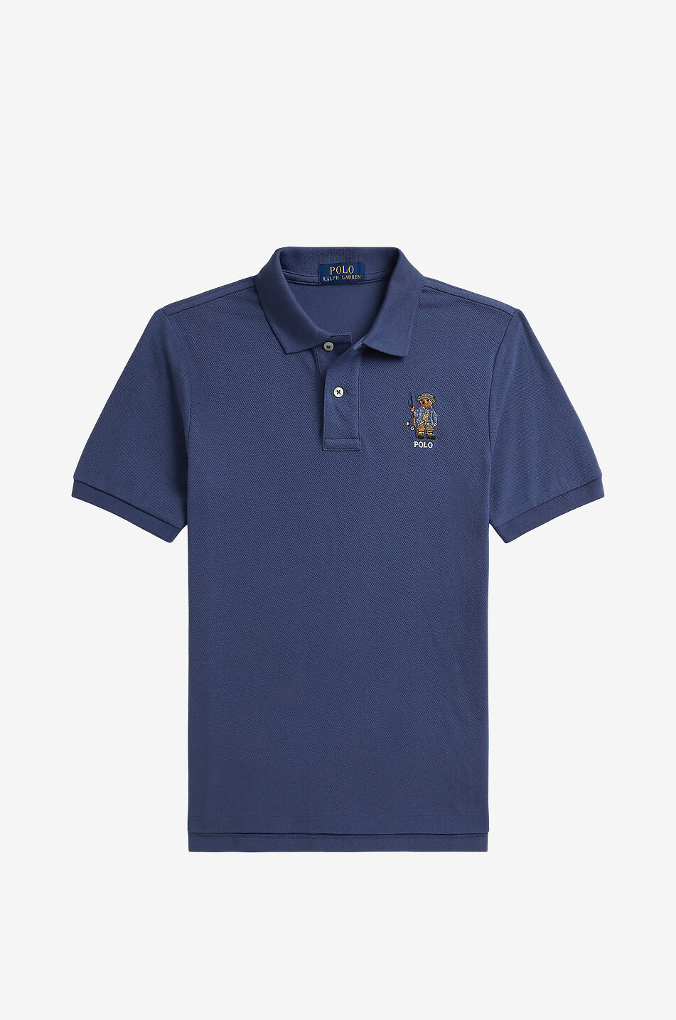 Kurzarm-Polohemd aus Baumwolle für Jungen mit Stickerei Polo Bear Fisherman