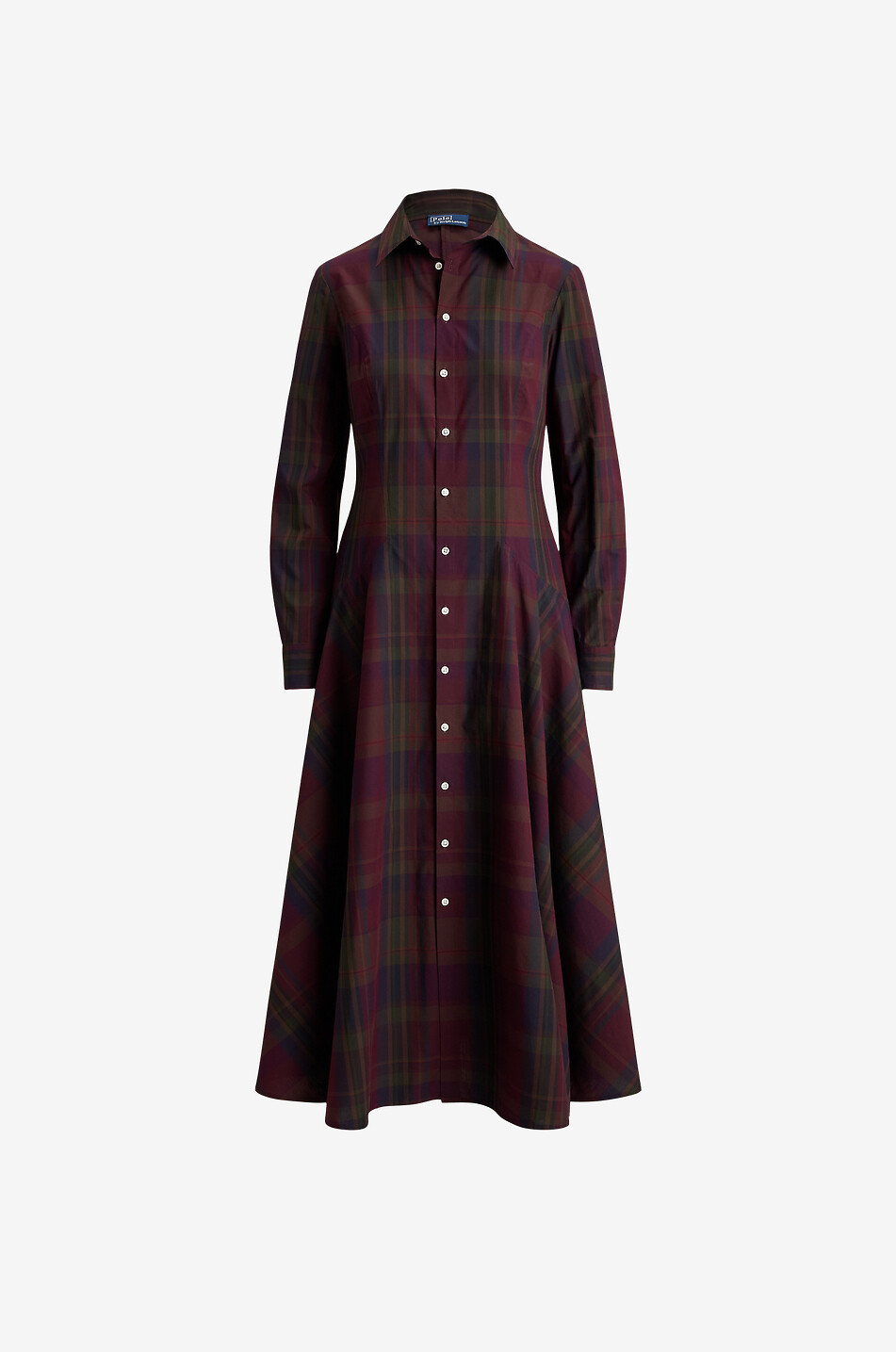 POLO RALPH LAUREN Long-sleeved cotton shirt dress Women DARK GREEN 1