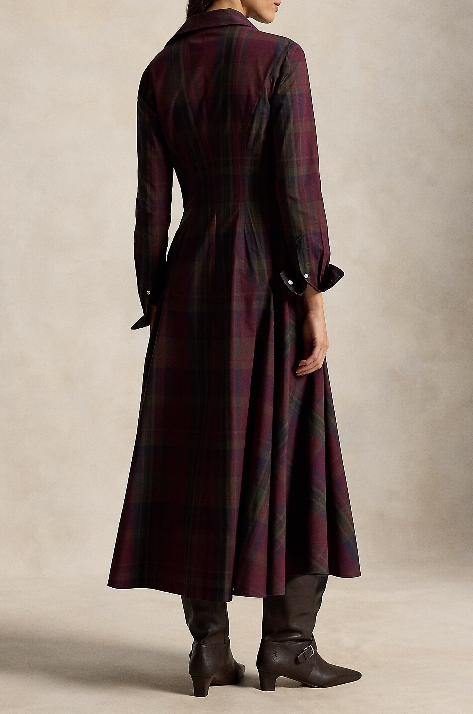 POLO RALPH LAUREN Long-sleeved cotton shirt dress Women DARK GREEN 3