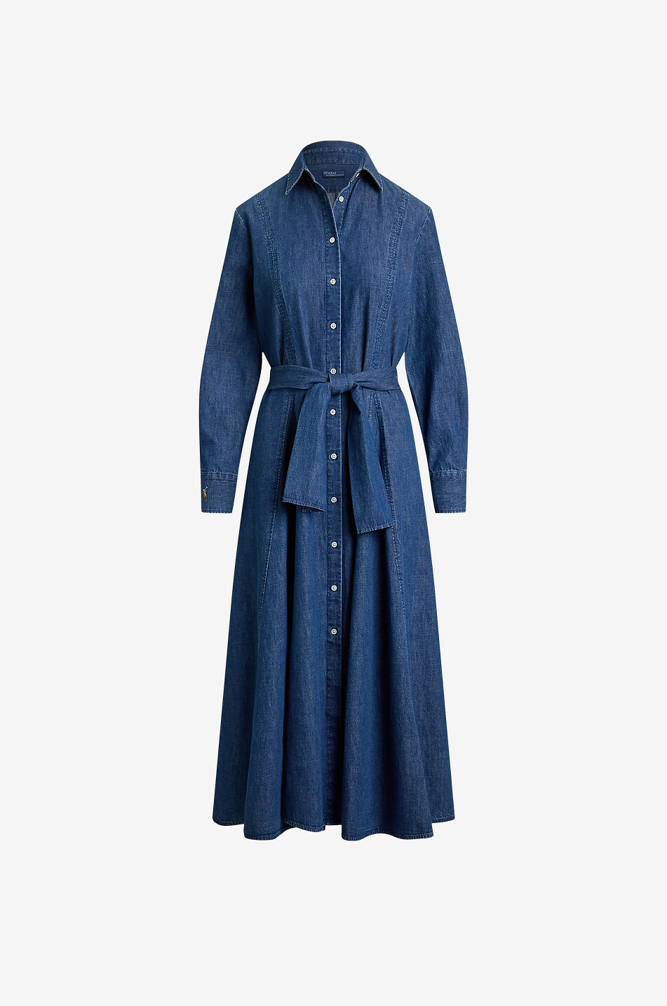 POLO RALPH LAUREN Pony belted long cotton shirt dress Women DARK BLUE 1