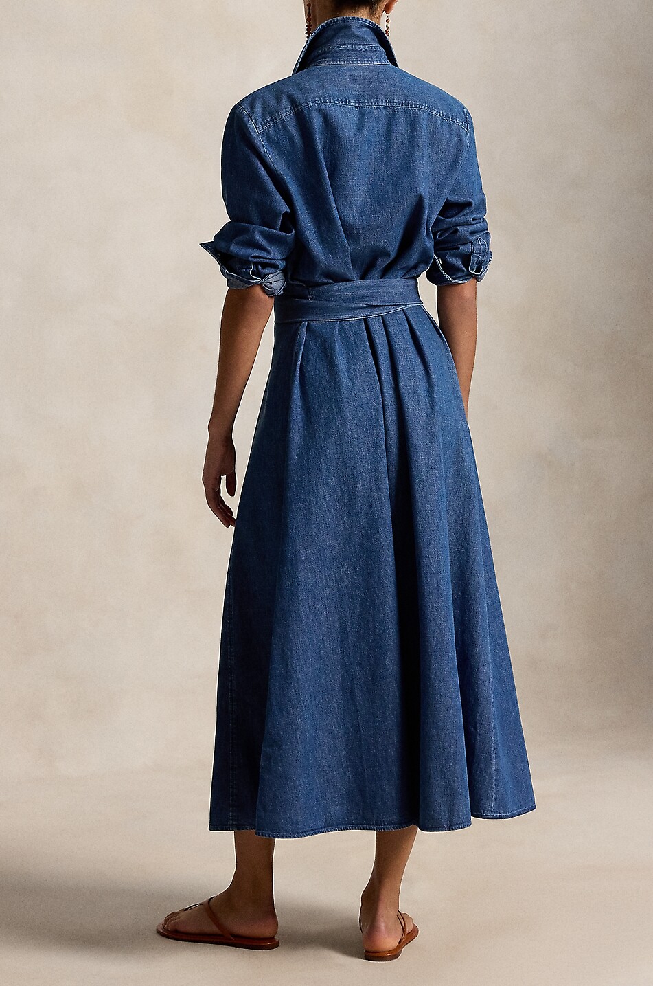 POLO RALPH LAUREN Pony belted long cotton shirt dress Women DARK BLUE 3