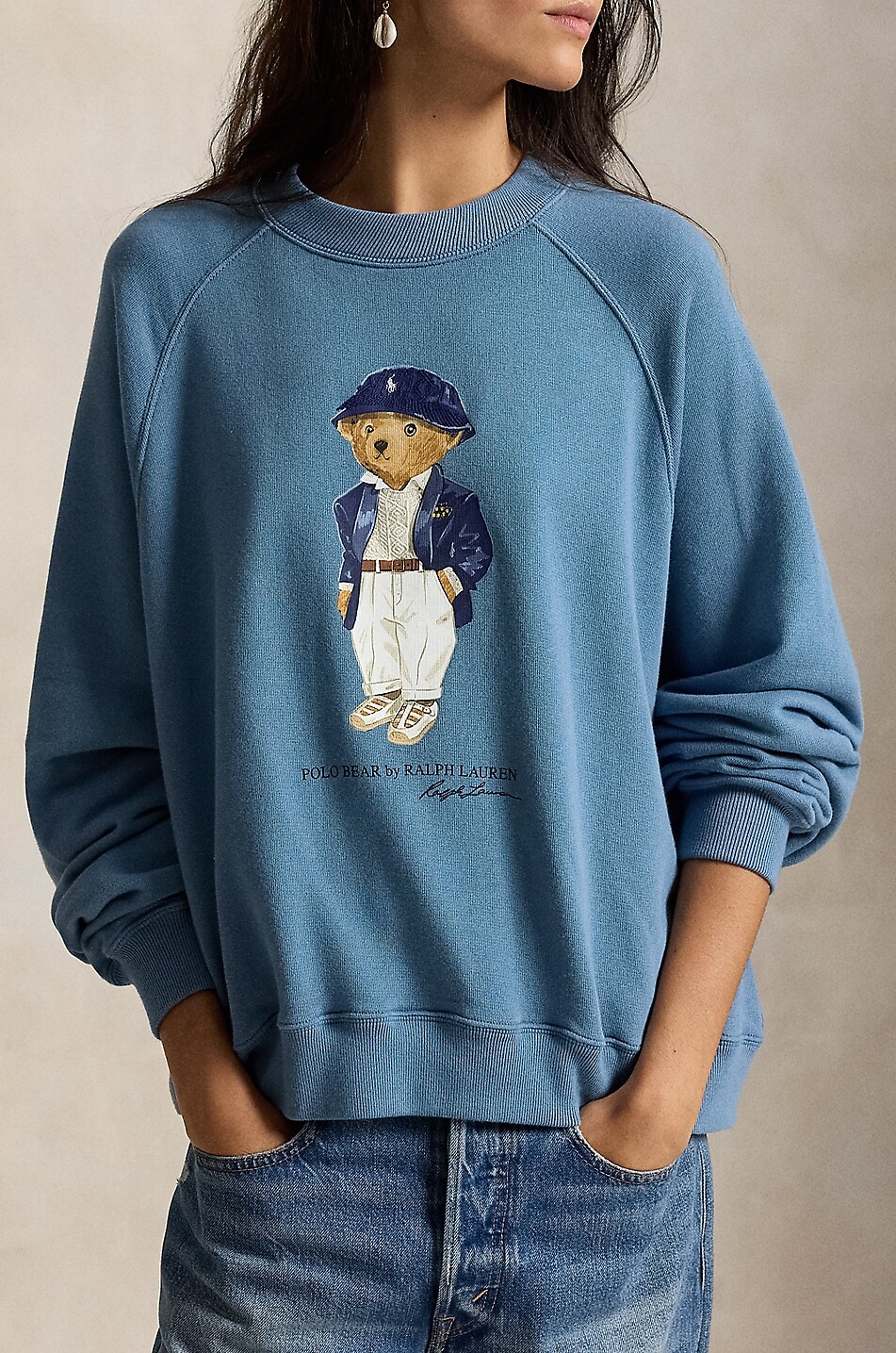POLO RALPH LAUREN Casual Polo Bear cotton fleece crewneck sweatshirt Women MEDIUM BLUE 2
