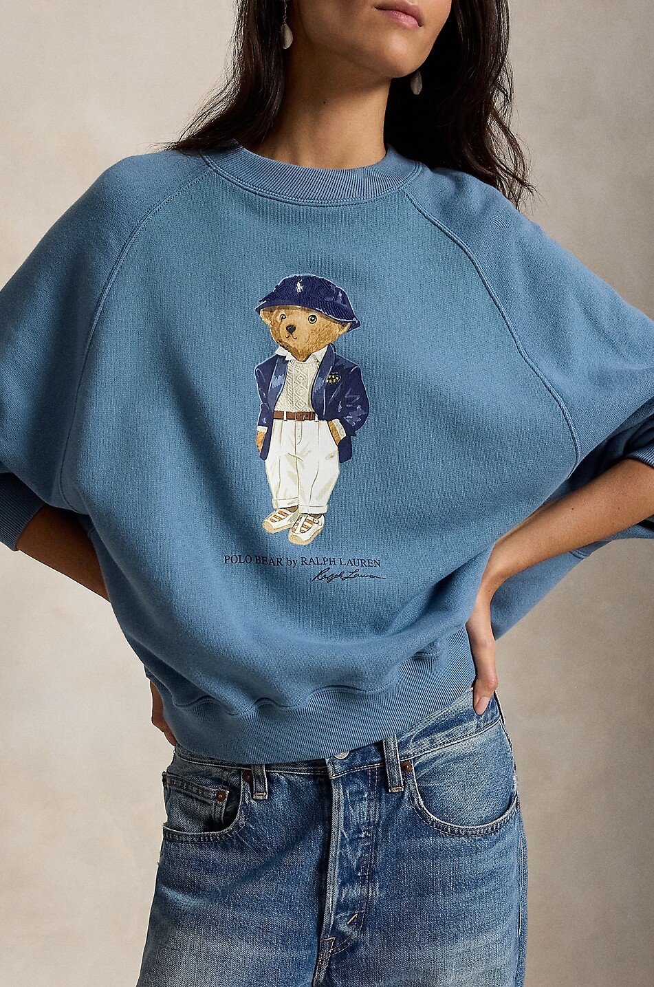 POLO RALPH LAUREN Casual Polo Bear cotton fleece crewneck sweatshirt Women MEDIUM BLUE 3