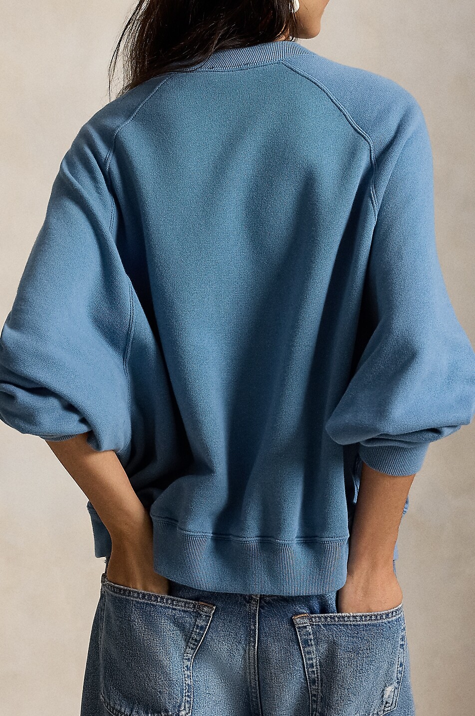 POLO RALPH LAUREN Casual Polo Bear cotton fleece crewneck sweatshirt Women MEDIUM BLUE 4