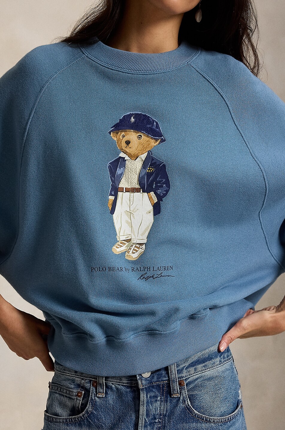 POLO RALPH LAUREN Casual Polo Bear cotton fleece crewneck sweatshirt Women MEDIUM BLUE 6