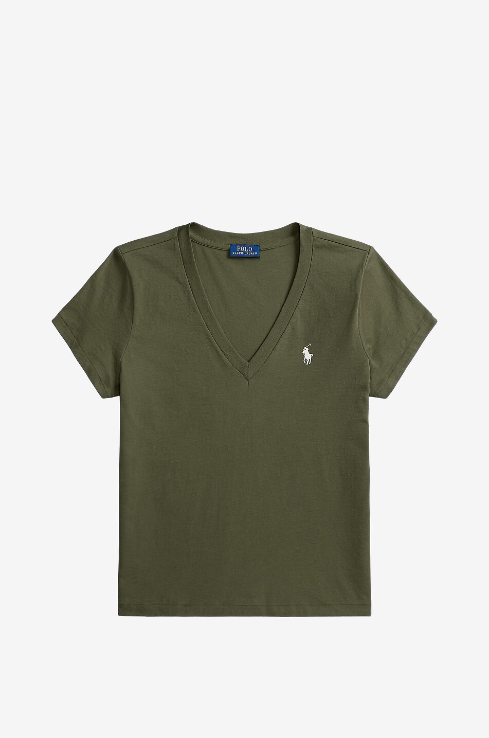 POLO RALPH LAUREN Pony cotton jersey V-neck short-sleeved T-shirt Women KHAKI 1