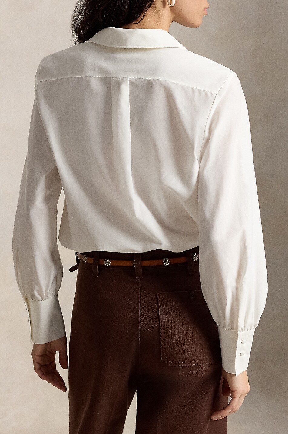 POLO RALPH LAUREN Chemise droite à manches longues en coton et soie Femme BLANC 3