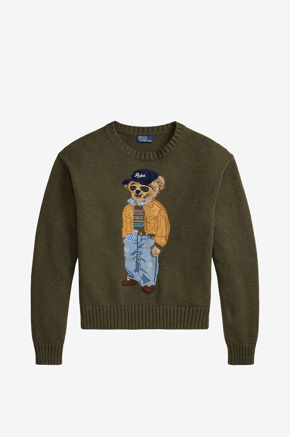 POLO RALPH LAUREN Cool Polo Bear relaxed cotton jacquard jumper Women KHAKI 1
