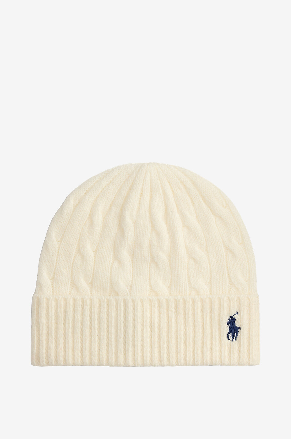 POLO RALPH LAUREN Bonnet torsadé en laine et cachemire Pony Femme BLANC CASSE 1