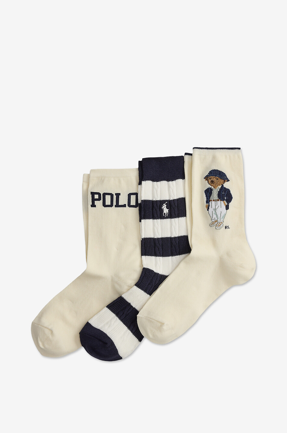 POLO RALPH LAUREN Lot de 3 paires de chaussettes en coton à motifs Polo Bear Femme BLANC CASSE 1