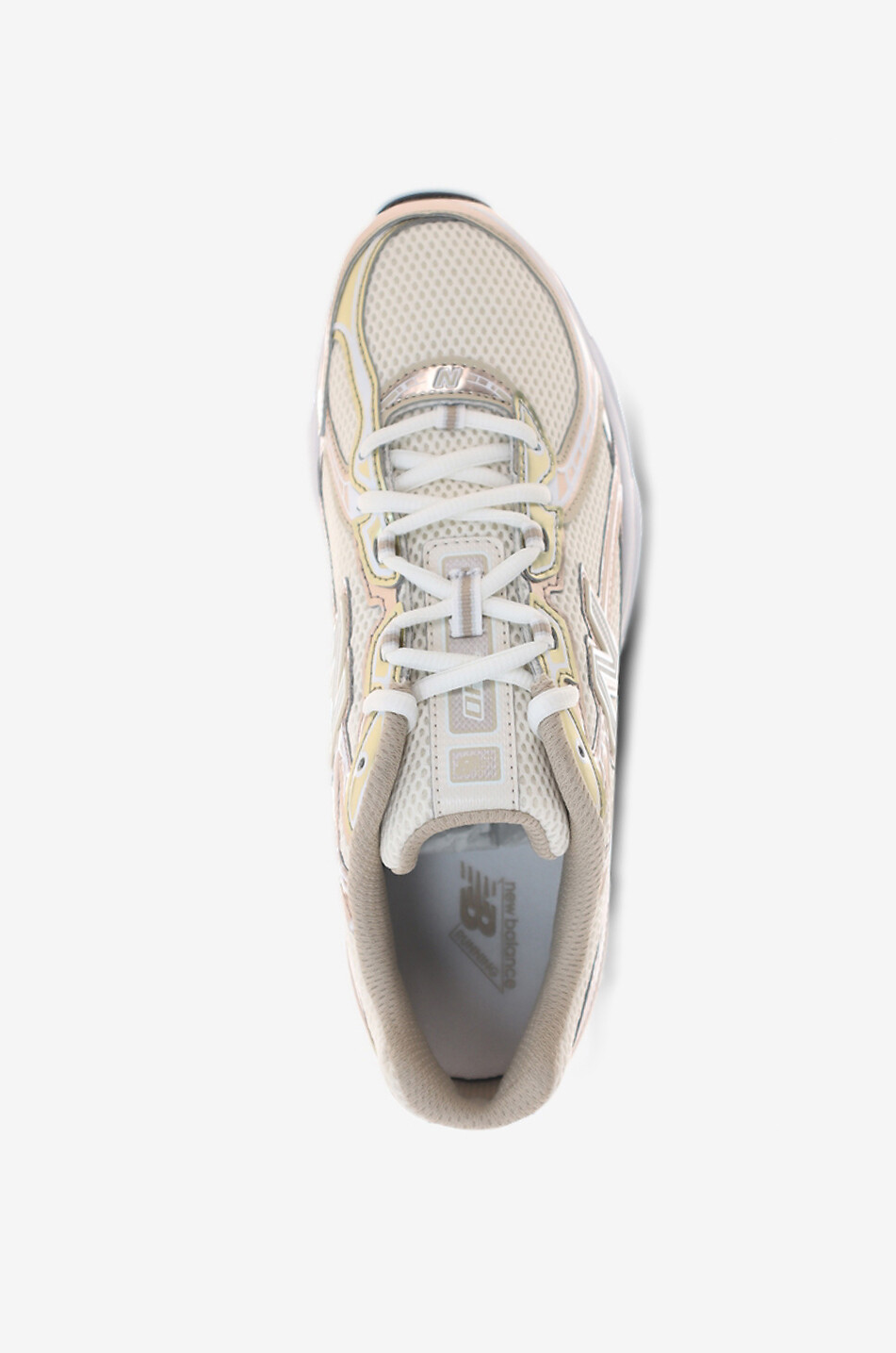 NEW BALANCE Niedrige Schnürsneakers aus Spitze und Metallic-Kunstleder 740 Damen Hellbeige 4