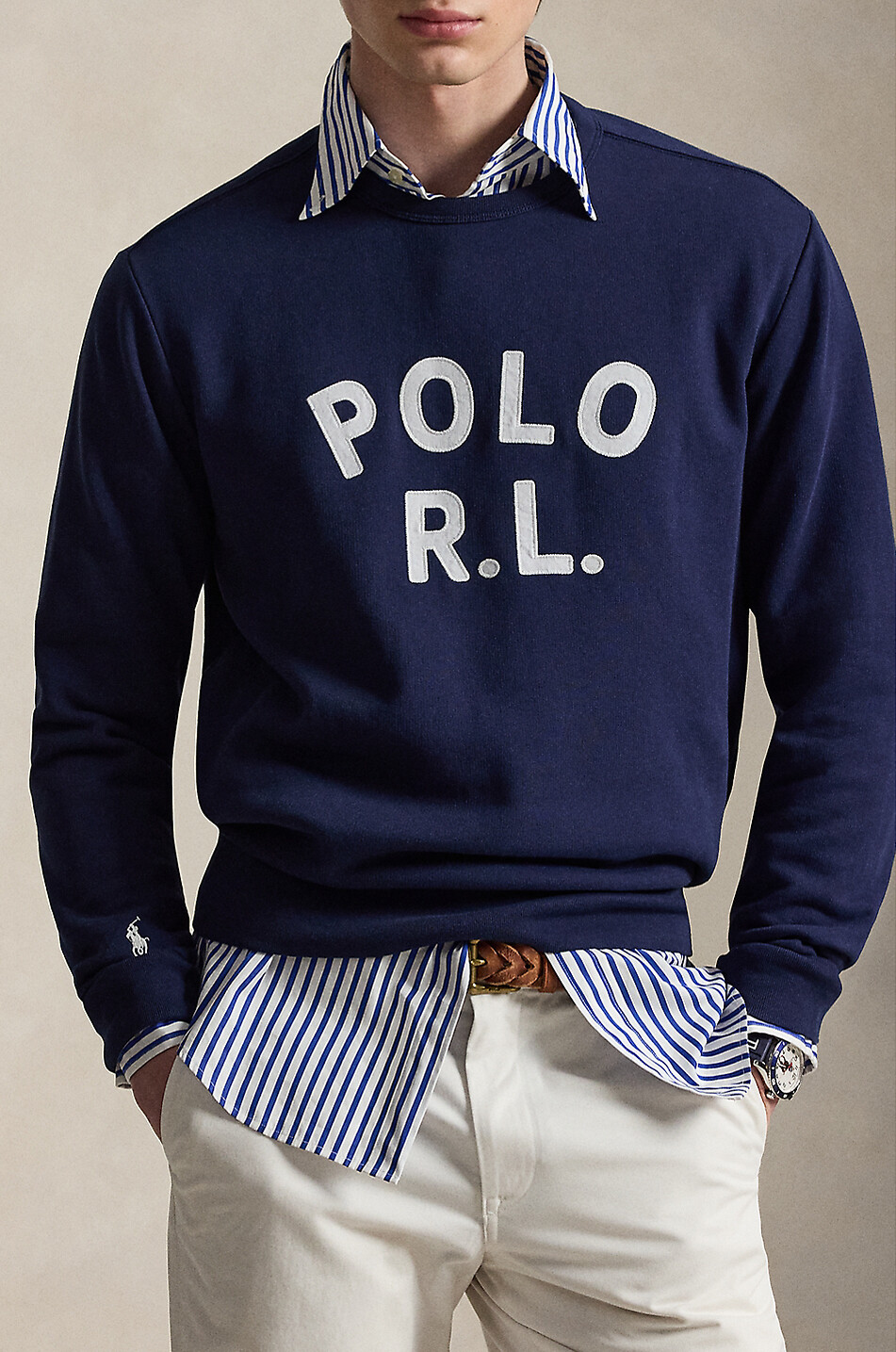 POLO RALPH LAUREN Sweat-shirt à col rond brodé POLO R.L. Homme BLEU FONCE 2