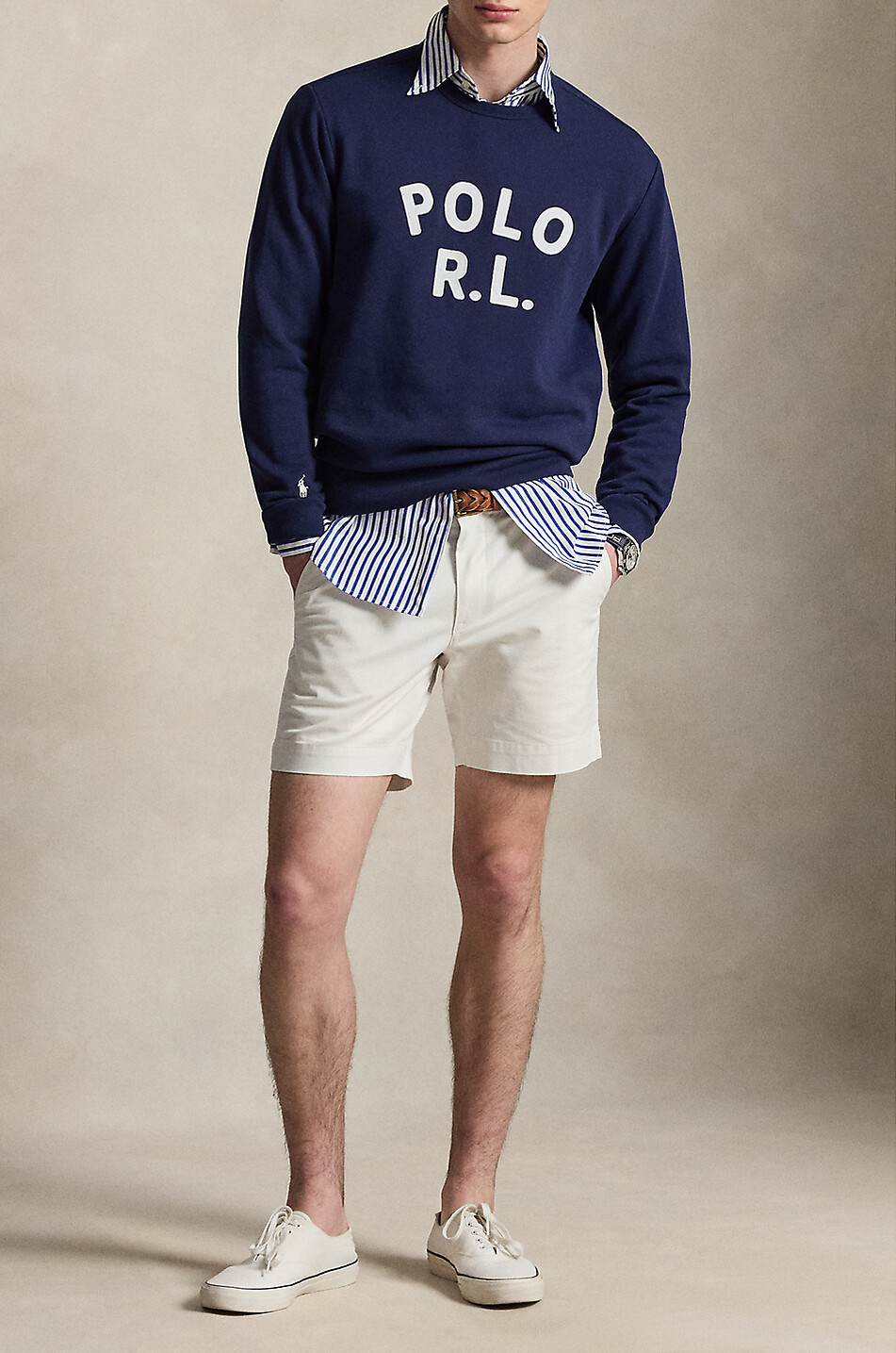 POLO RALPH LAUREN Sweat-shirt à col rond brodé POLO R.L. Homme BLEU FONCE 4
