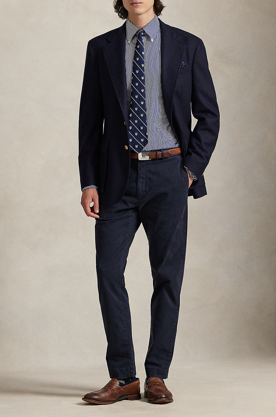 POLO RALPH LAUREN Jarrett cotton satin slim fit chino trousers Men DARK BLUE 4