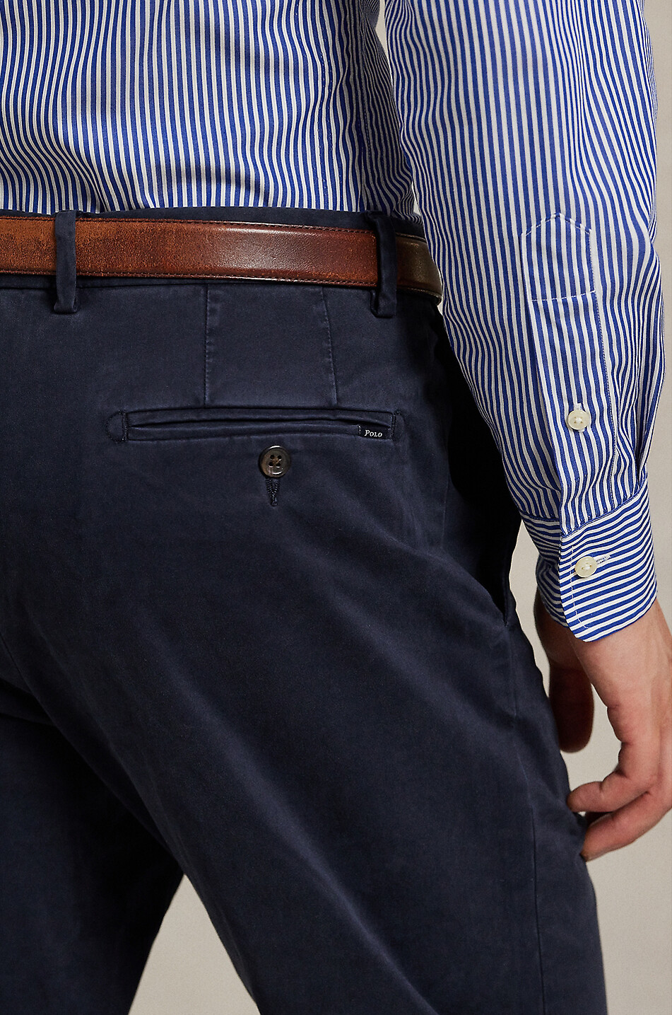 POLO RALPH LAUREN Jarrett cotton satin slim fit chino trousers Men DARK BLUE 5