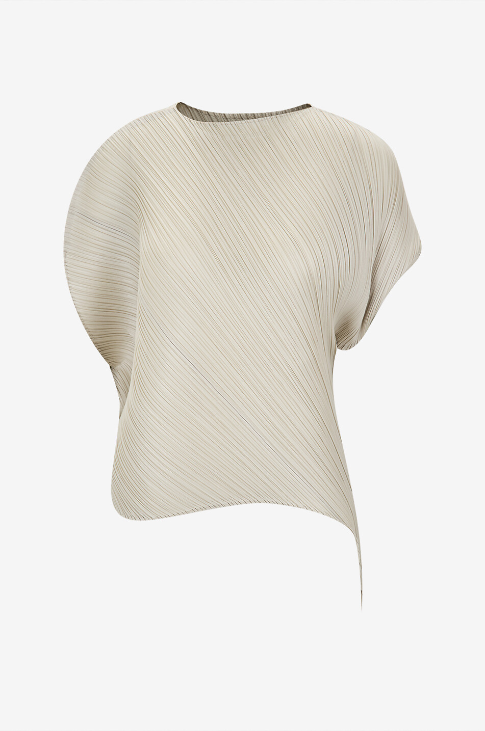 Asymmetric plissé crêpe bateau neck top