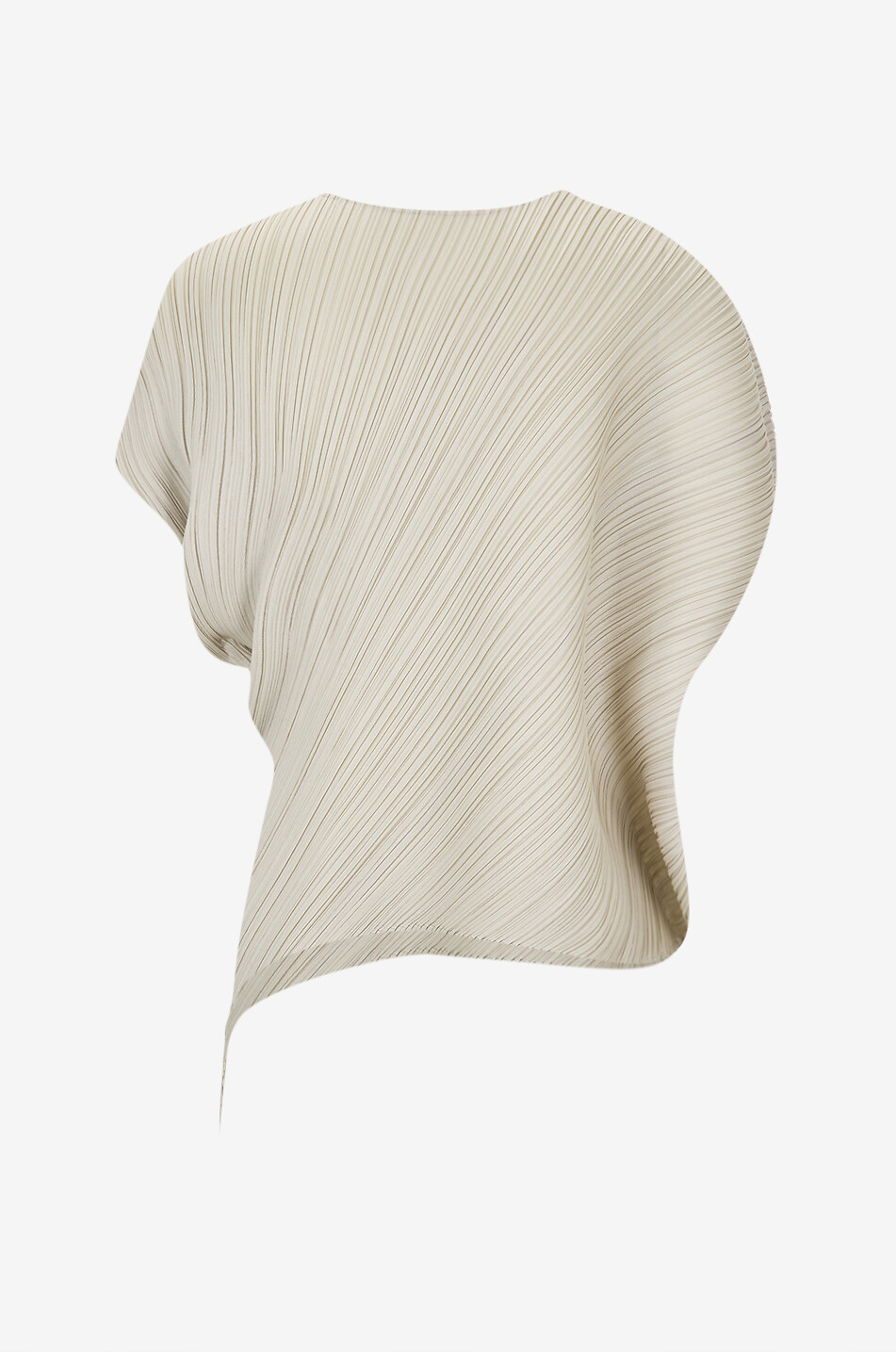 PLEATS PLEASE Asymmetric plissé crêpe bateau neck top Women BEIGE 2